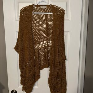 Knox Rose Brown Open-Knit kimono